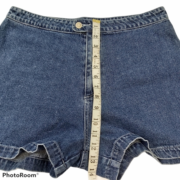 Blue High Rise Red Stripe Cotton Denim Shorts - Picture 7 of 10